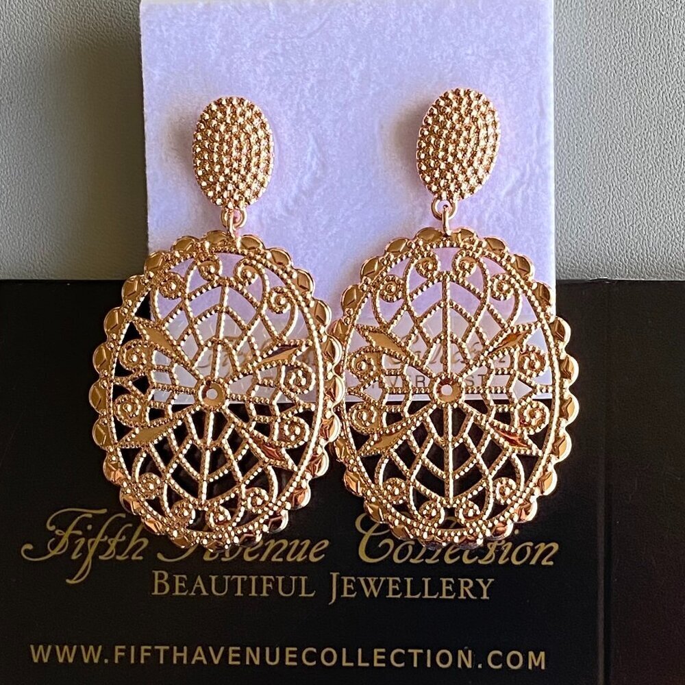 FAC  Rose Gold  Lace Filagree Earrings